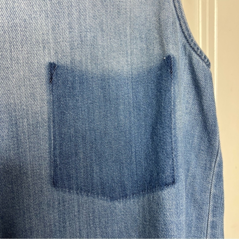 Cloth & Stone Anthropologie Denim Split Back Raw Hem Top - Picture 7 of 10